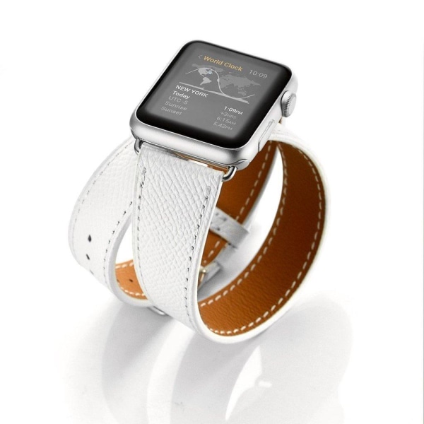 Apple Watch Series 5 40mm palm tekstur ægte læder Urrem - Hvid White