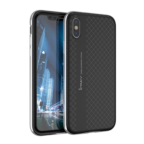 IPAKY iPhone X trendikäs suojakuori - Hopea Silver grey