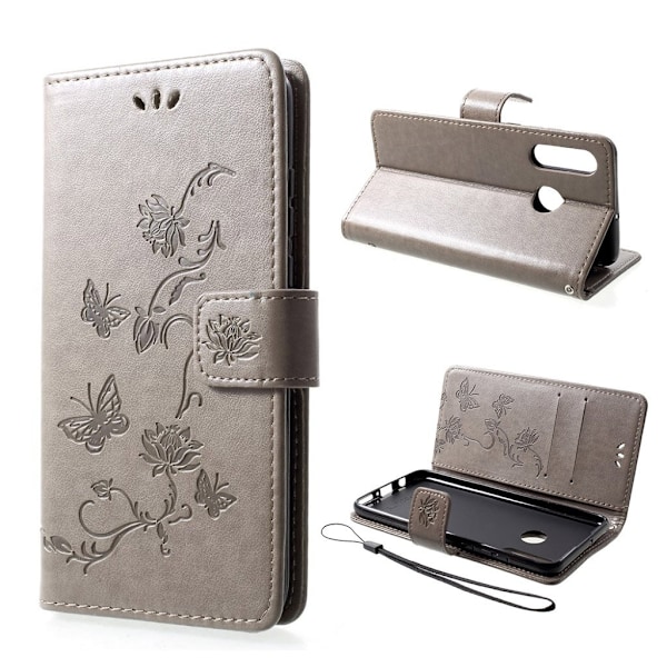Butterfly läder Huawei P30 Lite fodral - Silver/Grå Silvergrå