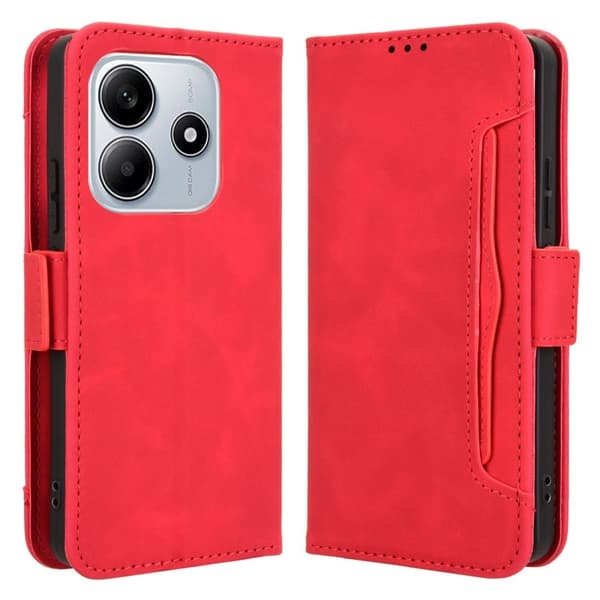 Lommebok-etui i moderne skinn-design Xiaomi Redmi Note 14 5G - Rød Red