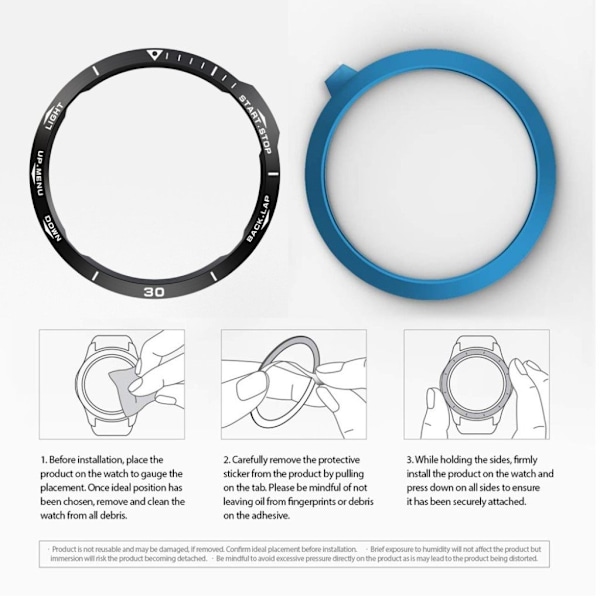 Garmin Fenix 6X rustfrit stål bezel - sort / Style B Black