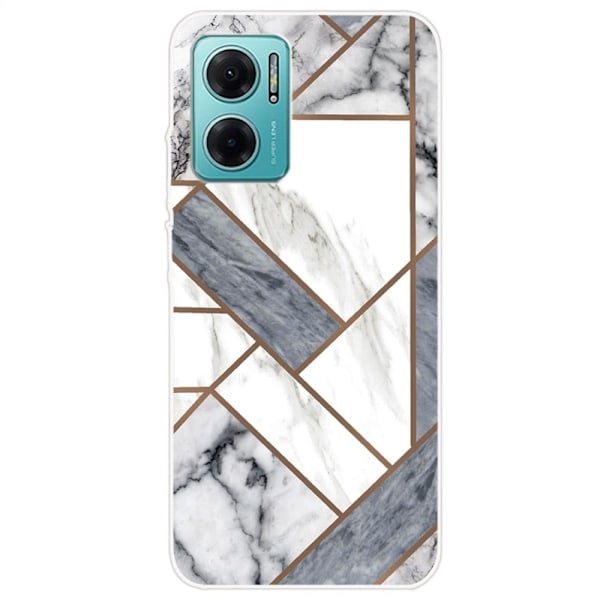Marble design Xiaomi Redmi Note 11E cover - Grå / Hvid Marmorflise Multicolor