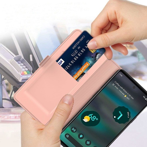 Smidigt och tunt PU-läder Google Pixel 6 fodral - Rosa Rosa