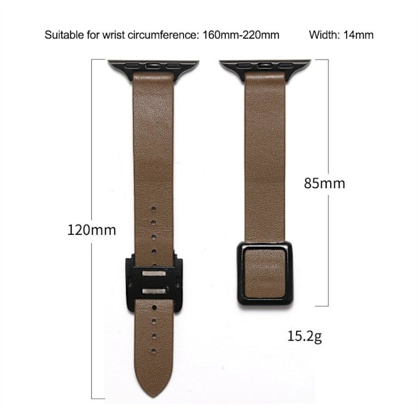 Apple Watch Series 8 (41mm) genuine leather watch strap with rose gold buckle - Beige White Vit