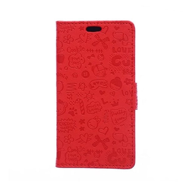 Halfdan Huawei Y360 Lær Kortholder Etui - Rød Red