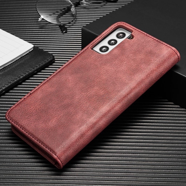 DG.MING Samsung Galaxy S21 Plus 2-i-1 pungetui - Rød Red