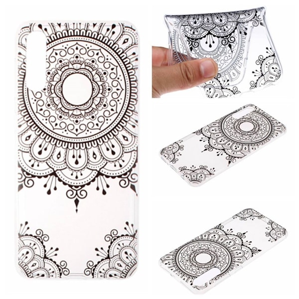 Samsung Galaxy A70 mönstrat fodral - Svart Blomma Svart
