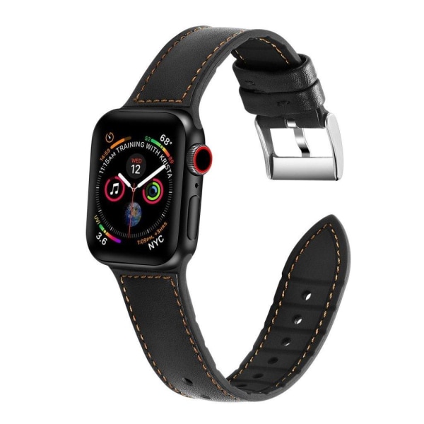 Apple Watch Series 5 40 mm klockarmband i genuint läder och silikon - Svart Svart