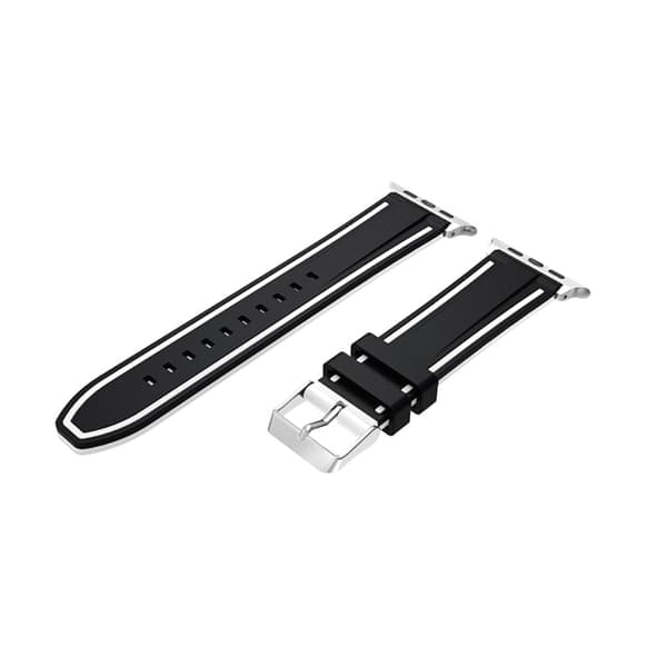 Apple Watch 44 mm dobbeltfarvet silikoneurrem - Sort / Hvid Black