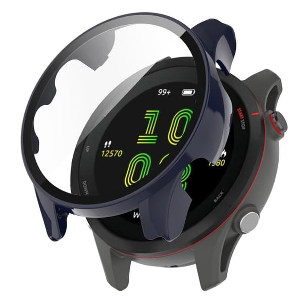 Garmin Forerunner 255 cover with tempered glass screen protector - Midnight Blue Blå