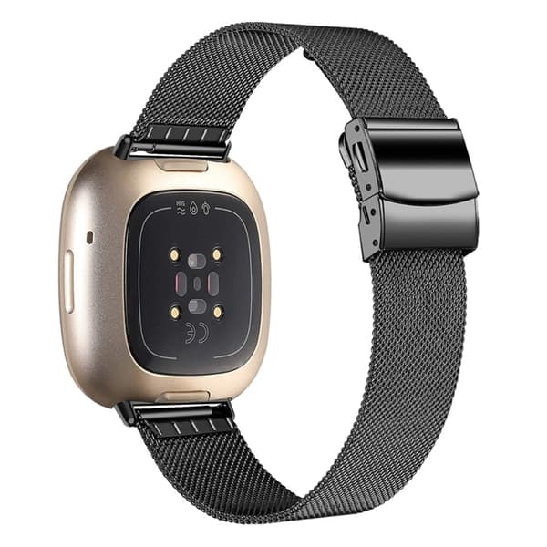 Fitbit Sense / Versa 3 milanese klockarmband i rostfritt stål - Svart Svart