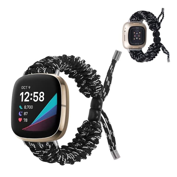 Fitbit Sense / Versa 3 flettet klokkerem - Svart / Hvit Black