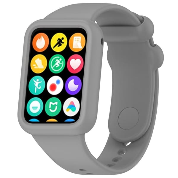 Xiaomi Smart Band 8 Pro urrem i silikone, ridsefast rem med etui - Grå Silver grey