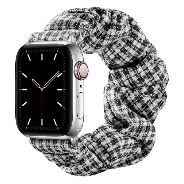 Apple Watch 42mm - 44mm joustava hiusnauha - Kahvi Ruudullinen / Koko: S Silver grey