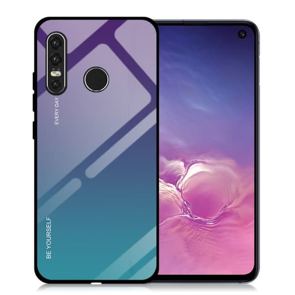 Huawei P30 Lite Gradert Etui - Lilla / Cyan Purple