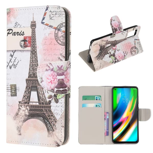wonderland Motorola Moto G9 Plus flip etui - tårn Silver grey