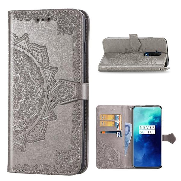 Mandala OnePlus 7T Pro Flip etui - Grå Silver grey