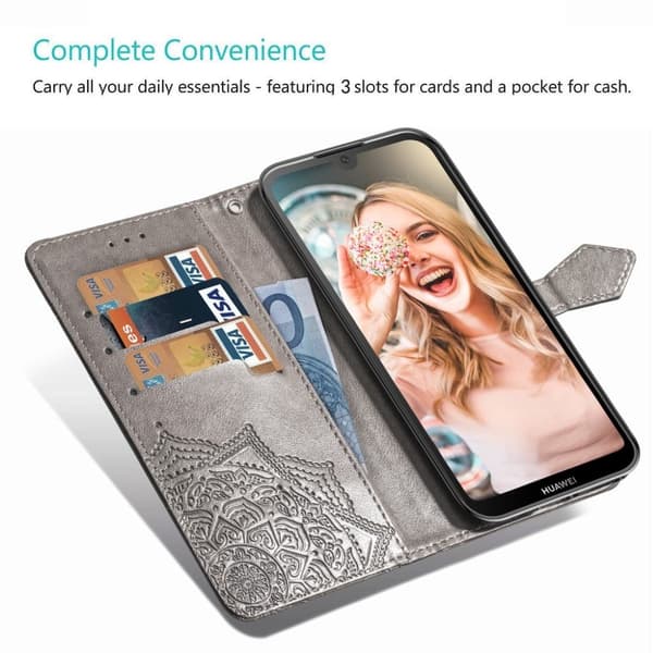 Mandala Huawei Y5 2019 Flip case - Grå Silver grey