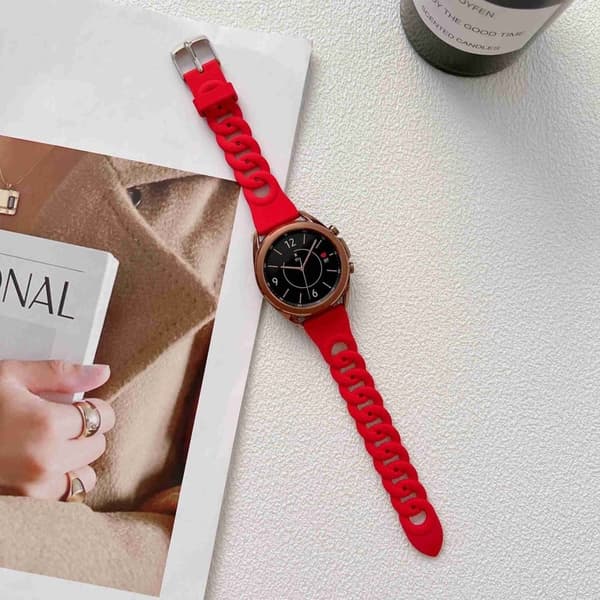 20 mm universal klockarmband i silikon med cool cirkeldesign - Röd Röd