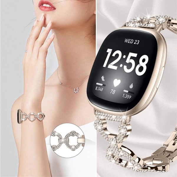 Fitbit Sense / Versa 3 klockarmband med strassdekor - Champagne Guld Guld
