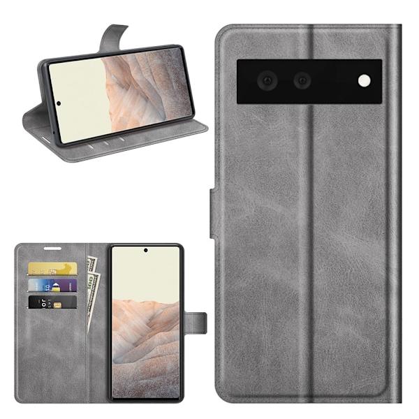 Lompakko Nahkakotelo For Google Pixel 6 - Harmaa Silver grey