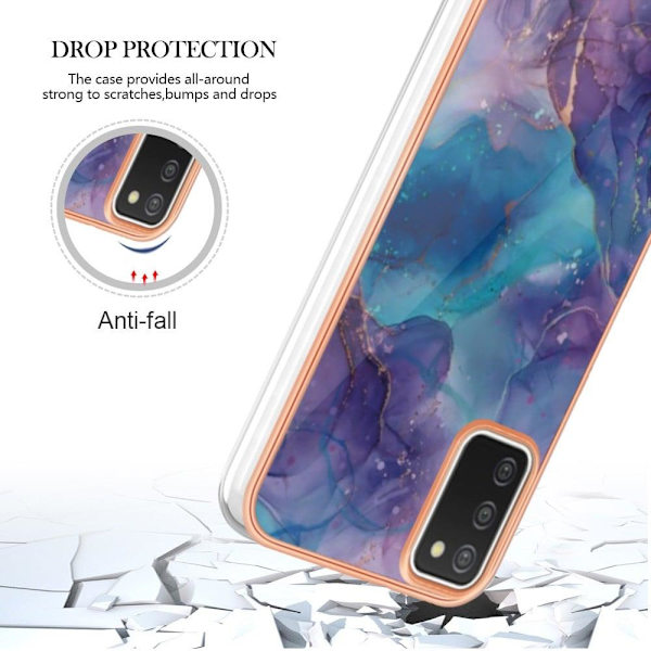 Marble Samsung Galaxy A03s Etui - Lilla Purple