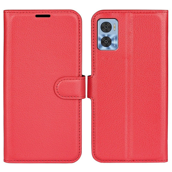 Klassisk Motorola Moto E22 Flip Etui - Rød Red