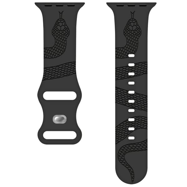 Silikonearmbånd Apple Watch Series 10 46mm 42m Slangemønster Indgraveret urrem - Grå / Sort Silver grey