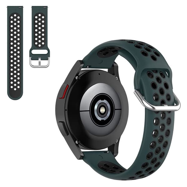 20 mm tofarvet silikoneurrem til Samsung-ur - Grøn / Sort Green