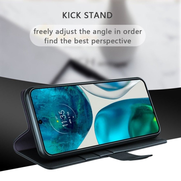 Aito nahkakotelo luottokorttipaikoilla Motorola Moto G52 - Musta Black