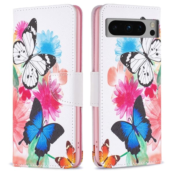 Wonderland Google Pixel 8 Pro Flippetui - To Sommerfugler Pink