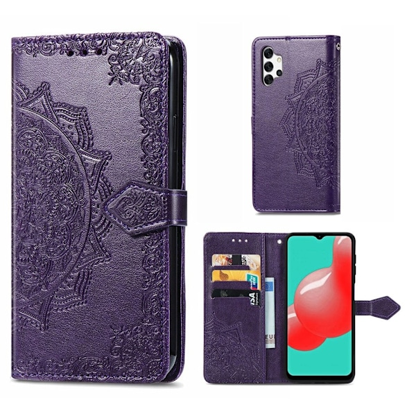 Mandala läder Samsung Galaxy A32 fodral - Lila Lila