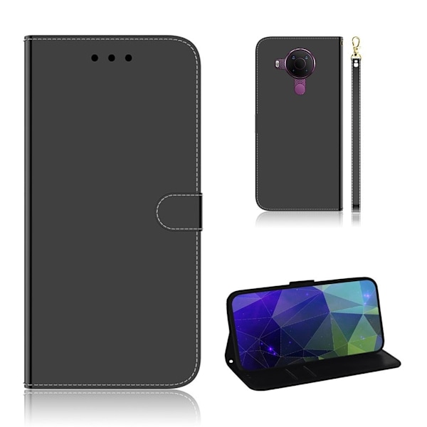 Mirror Nokia 5.4 flip case - Musta Black