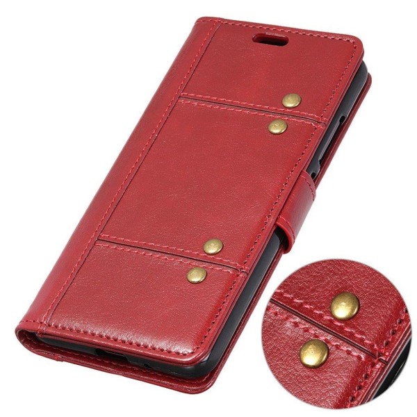 iPhone 9 Plus mobilfodral syntetläder silikon stående plånbok vi Röd