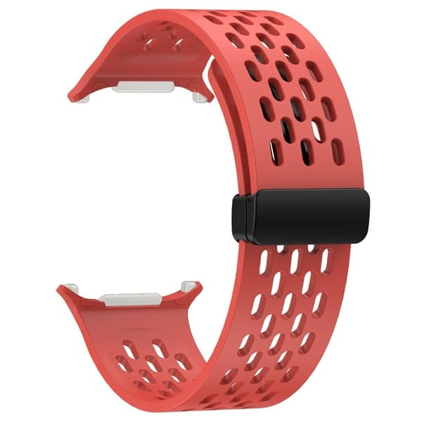 Samsung Galaxy Watch Ultra 47mm Silikon Klockarmband Magnetiskt Fällbart Spänne Handledsrem - Röd Röd