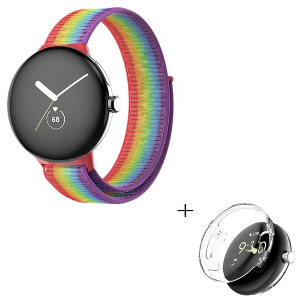 Google Pixel Watch nylonkellohihna läpinäkyvällä suojuksella - Monivärinen Multicolor