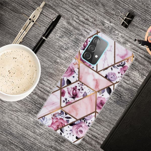 Marble Samsung Galaxy A72 5G Etui - Elegant Roses Tile Pink