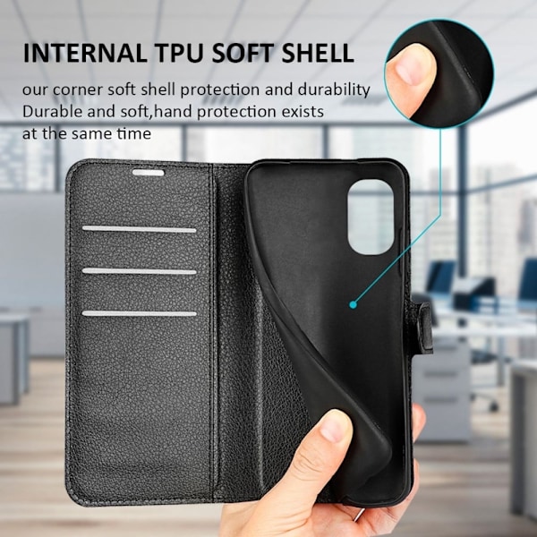 Klassisk Motorola Moto E32 flip etui - Sort Black