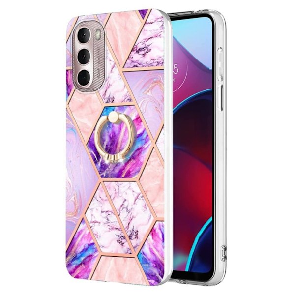 Marble Patterned Suojakuori With Ring Holder For Motorola Moto G Stylus (2022) - Vaaleanvioletti Purple