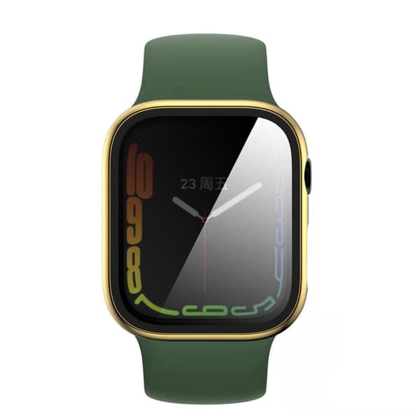 Apple Watch Series 8 (45mm) electroplating cover with tempered glass - Gold Guld