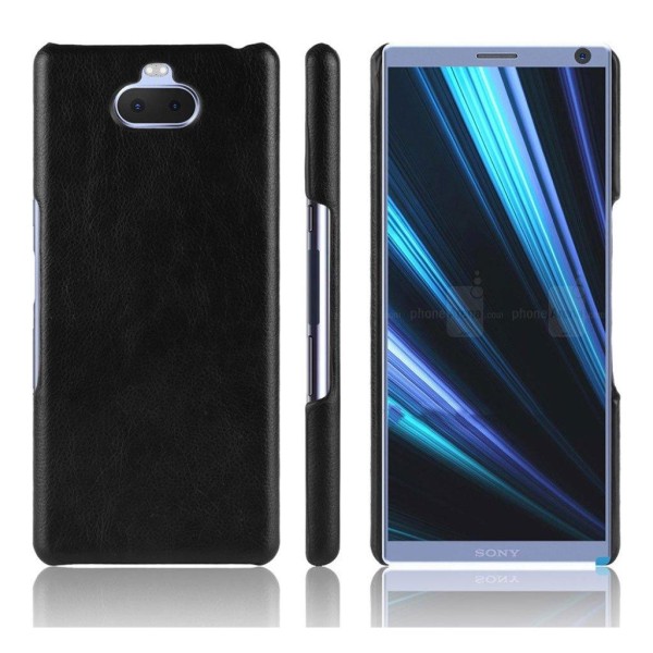 Sony Xperia 10 Plus litchi belagt etui - Sort Black