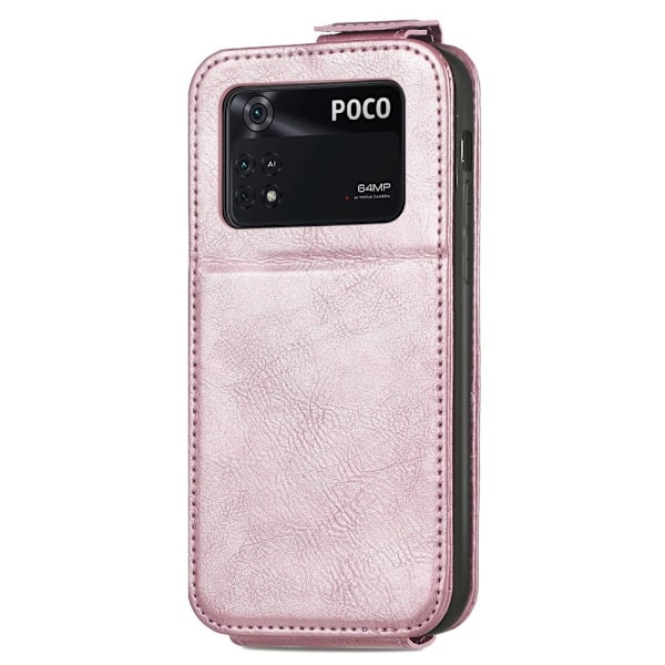 Vertikalt Xiaomi Poco M4 Pro fodral med dragkedja - Rosa Rosa