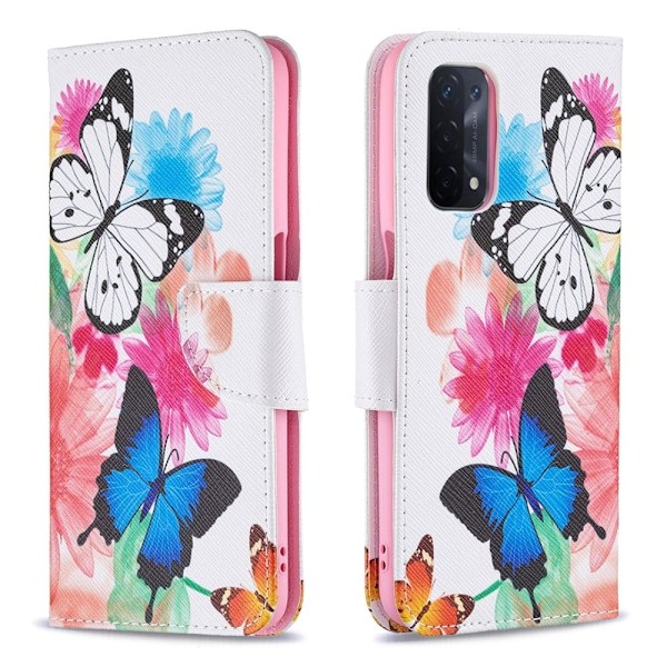 Wonderland Oppo A54 5G / A74 5g / A93 5g Läppäkotelo - Vivid Butterflies Multicolor