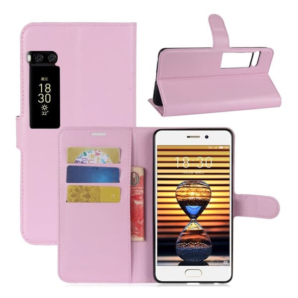 Meizu Pro 7 Vikbart läder fodral - Ljus rosa Rosa