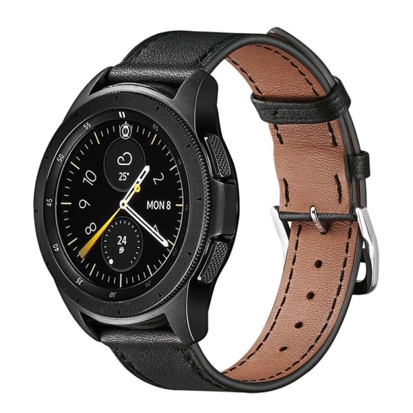 22mm Universal genuine leather watch strap - Black Svart