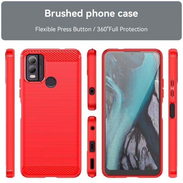 Carbon Flex Suojakotelo Nokia C22 - Punainen Red