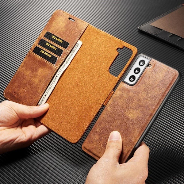 DG.MING Samsung Galaxy S21 Plus 2-in-1 lompakkokotelo - Ruskea Brown