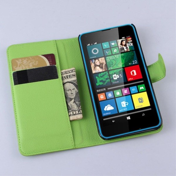 Moen Microsoft Lumia 640 Nahkakotelo Korttitaskuilla - Vihreä Green
