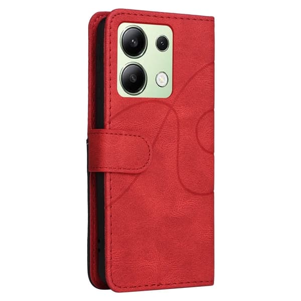 Tekstureret Xiaomi Redmi Note 13 4G læderetui med rem - Rød Red
