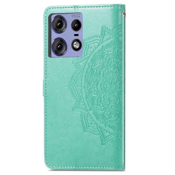 Mandala Motorola Edge 50 Pro nahkakotelo - Vihreä Green